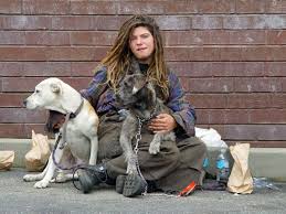 homeless teen with dogs