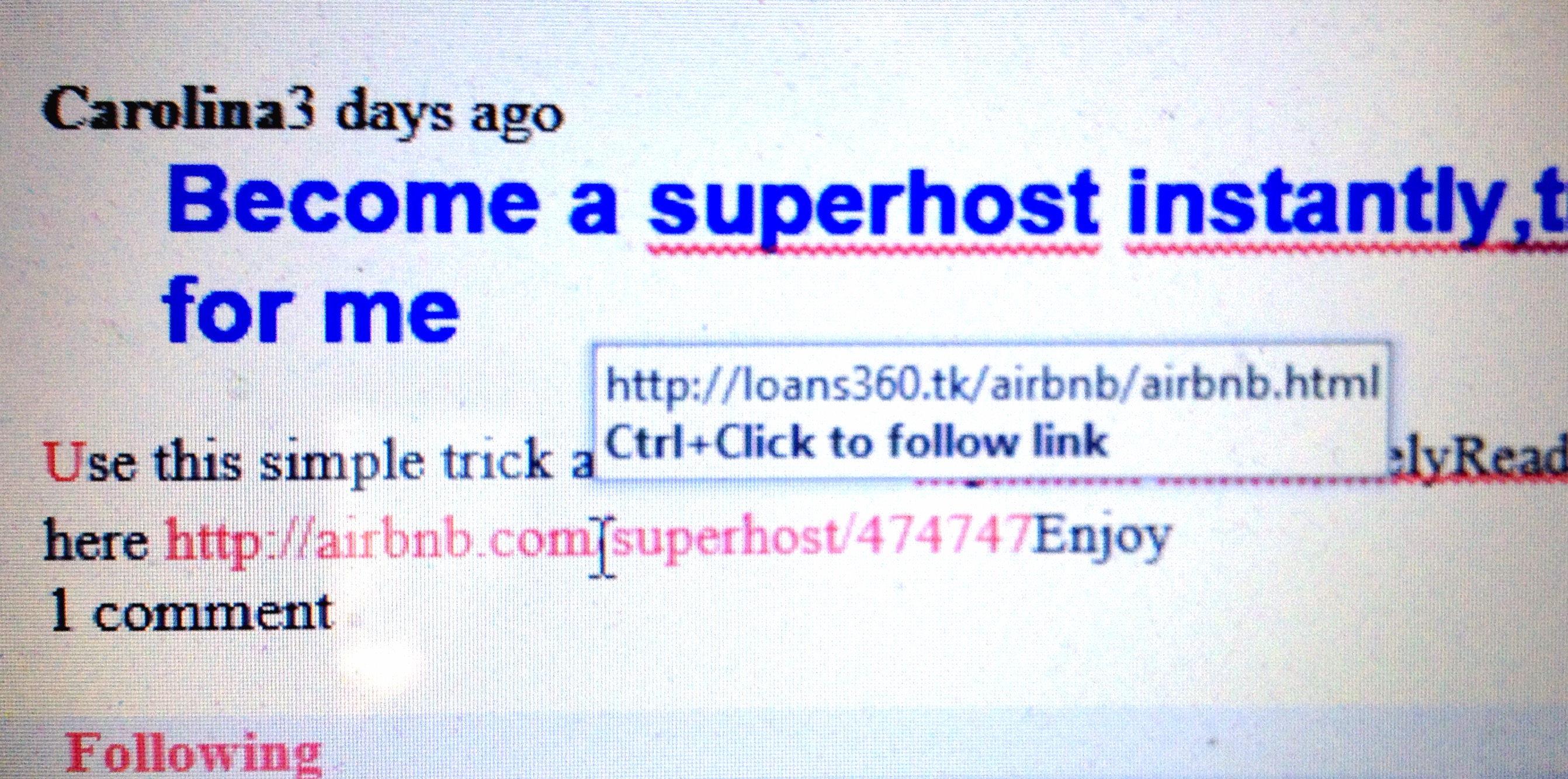 Example of Airbnb scam 2