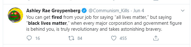 You can be fired for saying all lives matter